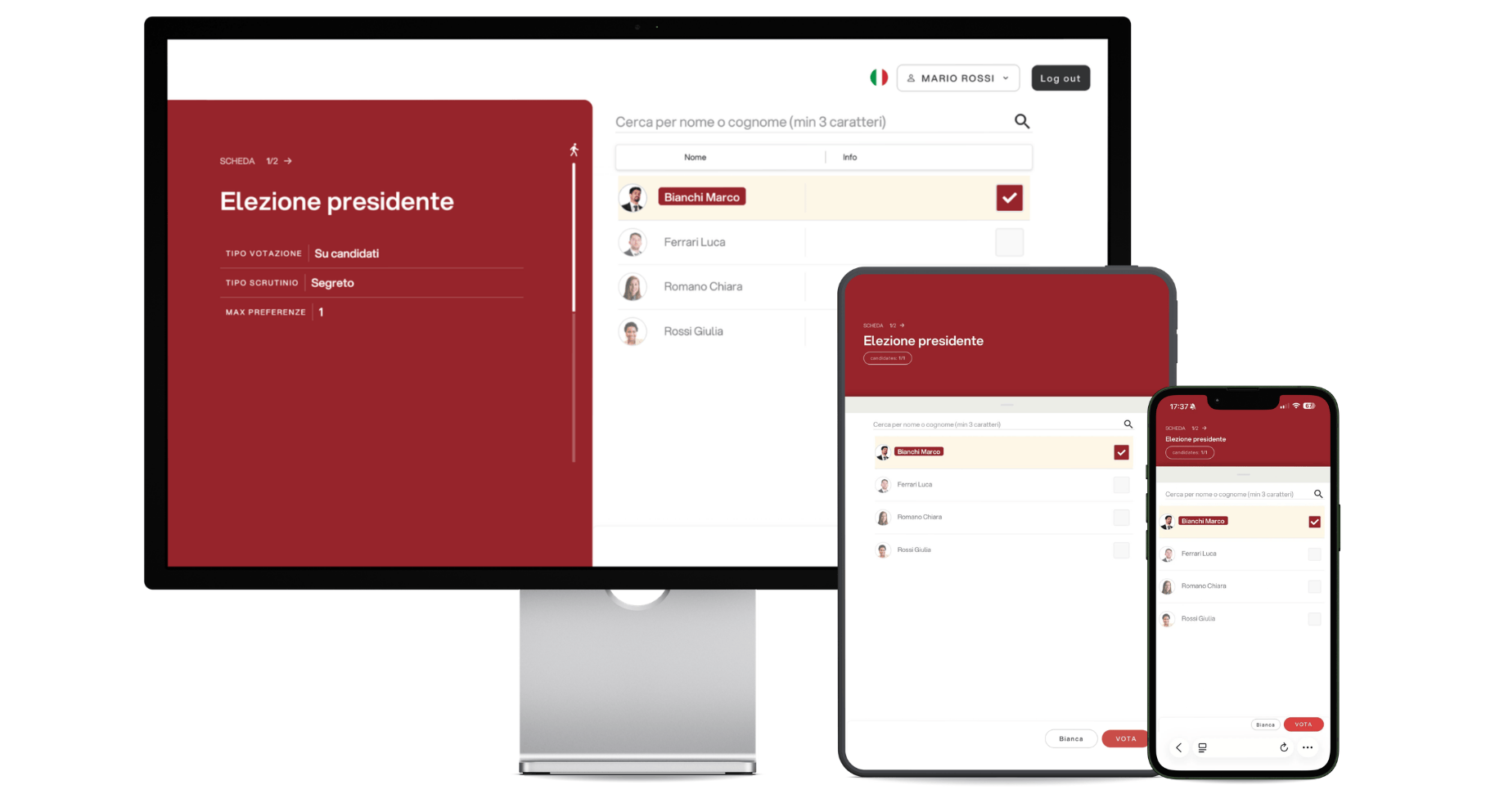 Piattaforma eligo su computer, tablet e telefono